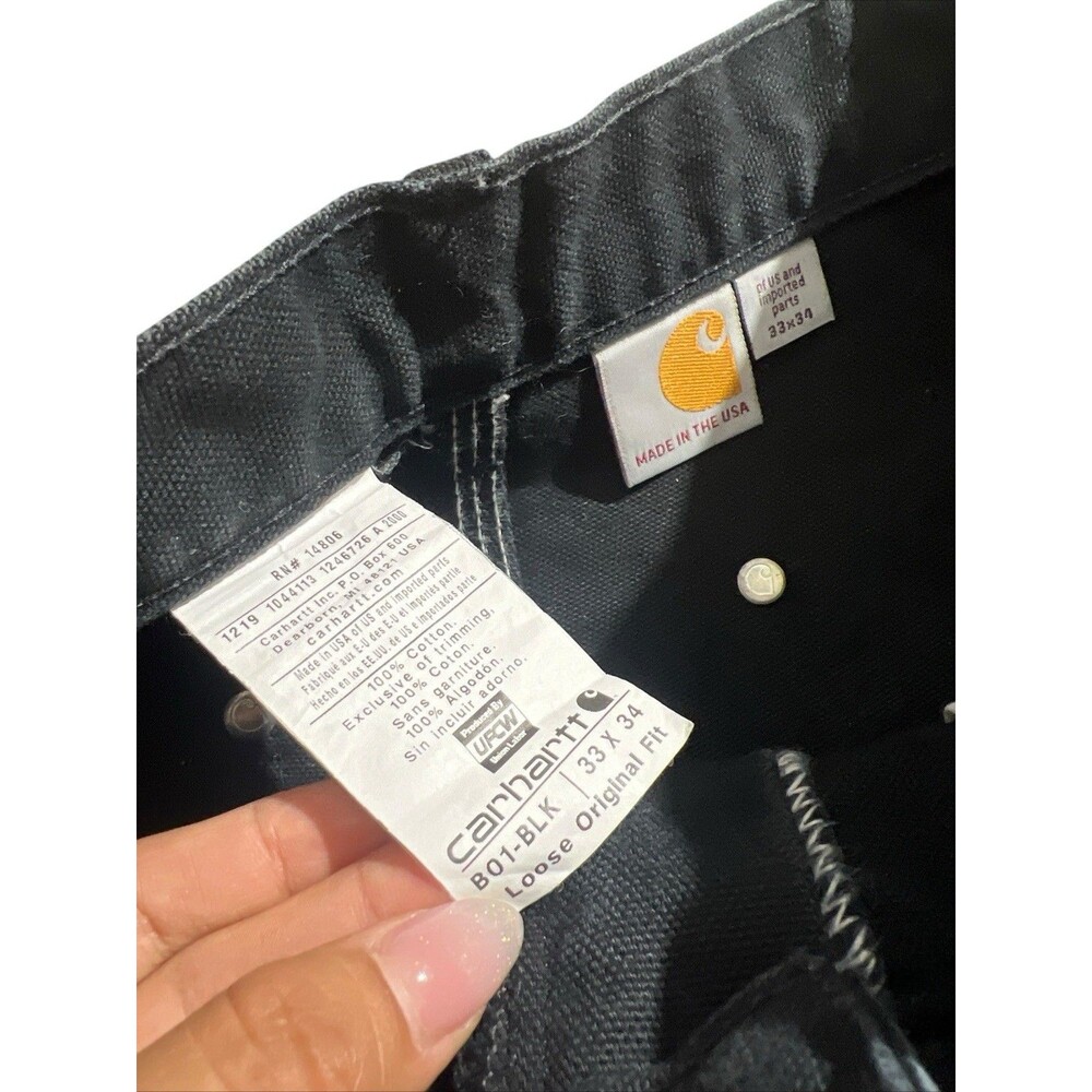 Carhartt B01 BLK Double Knee Double Front Work Wear Pants Loose Fit 33 X 34 - Picture 5 of 8
